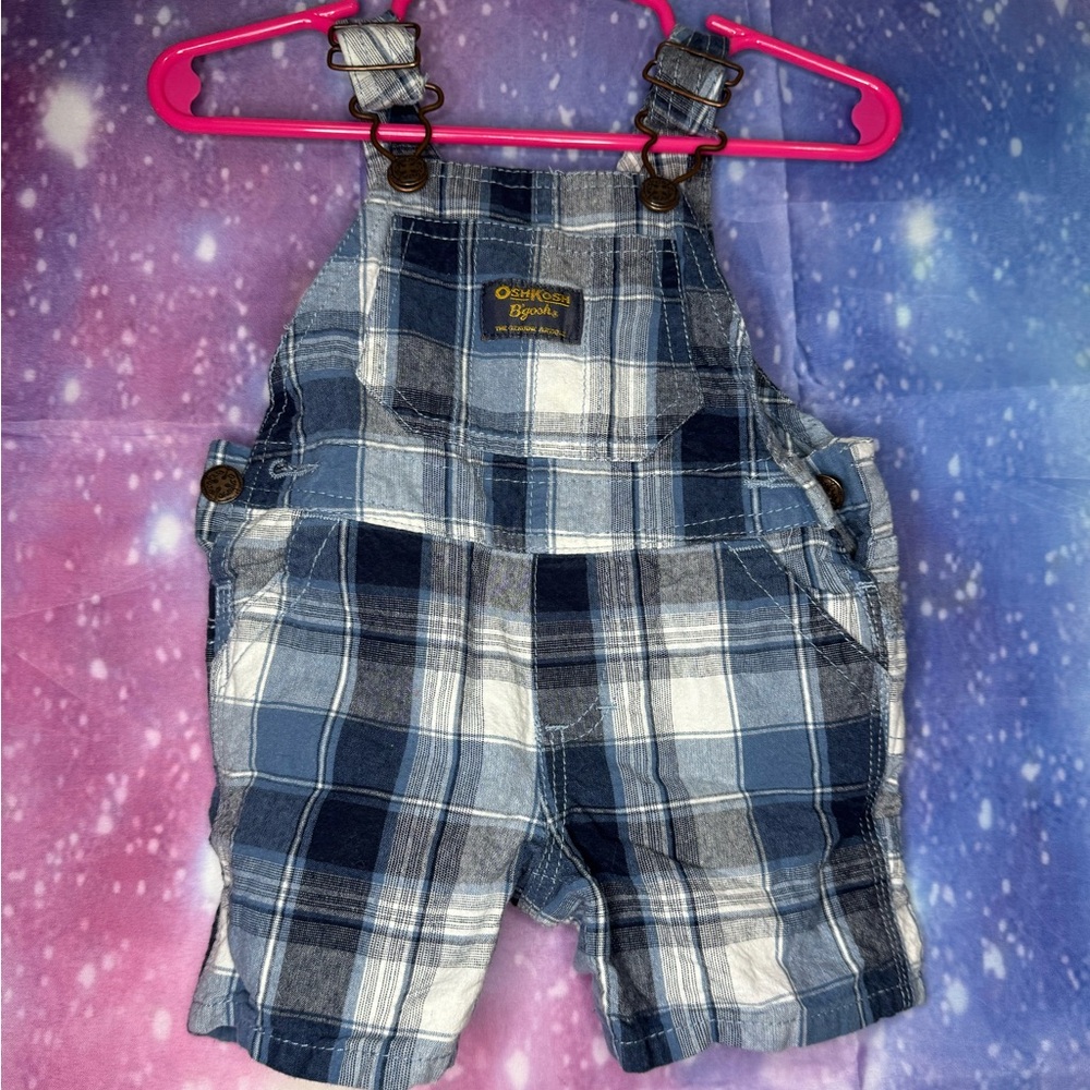 Osh kosh boys plaid short overalls 🛍